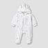 Juniors Hooded Sleepsuit with Bow Embroidery - Polyester - Long Sleeves - White / 9-12 mths