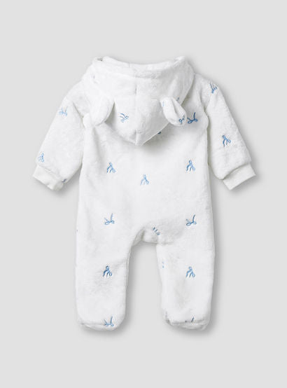 Juniors Hooded Sleepsuit with Bow Embroidery - Polyester - Long Sleeves-baby-girls-clothing-nightwear-sleepsuits-image-3