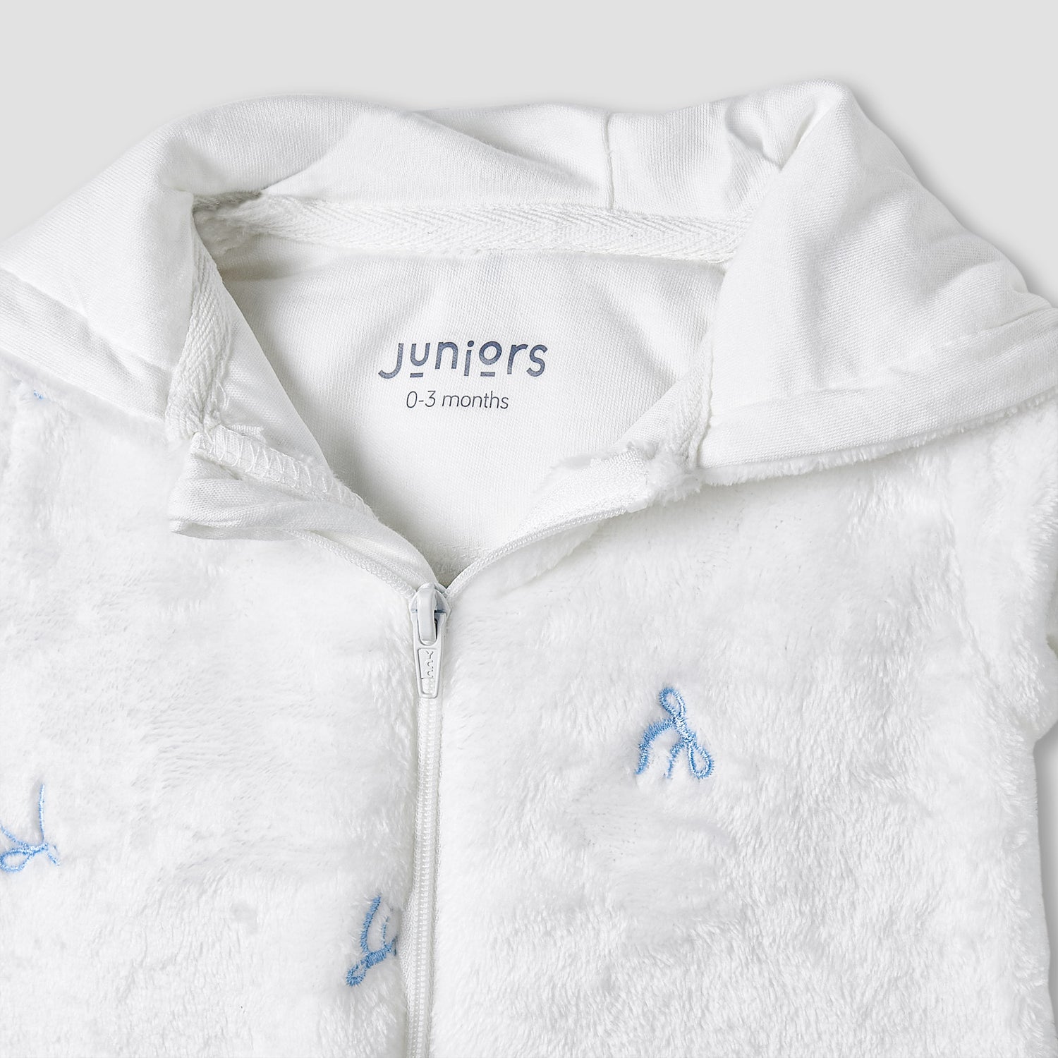 Juniors Hooded Sleepsuit with Bow Embroidery - Polyester - Long Sleeves