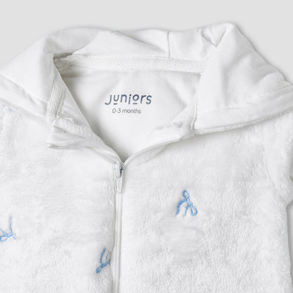 Juniors Hooded Sleepsuit with Bow Embroidery - Polyester - Long Sleeves