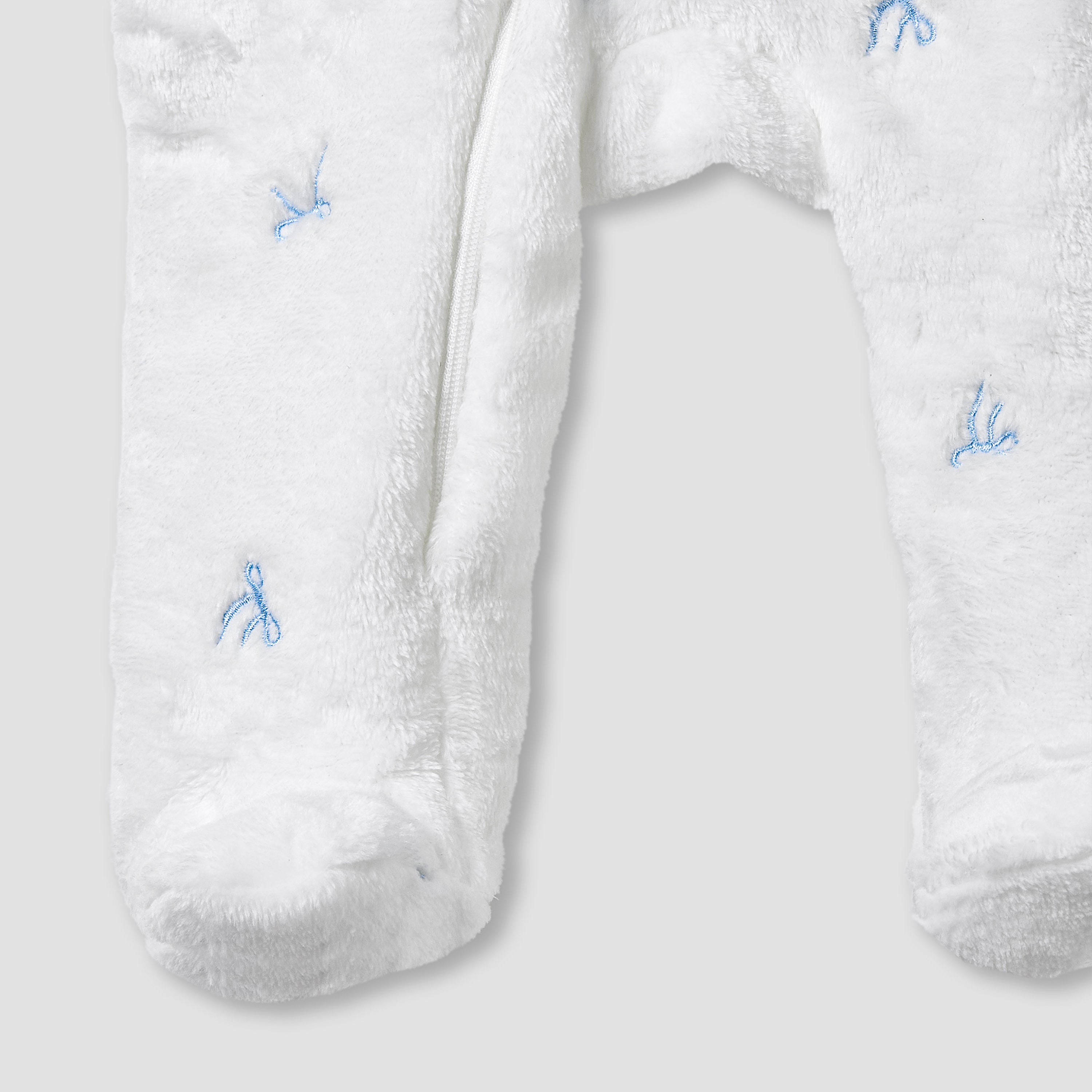 Juniors Hooded Sleepsuit with Bow Embroidery - Polyester - Long Sleeves
