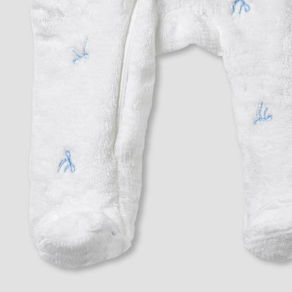 Juniors Hooded Sleepsuit with Bow Embroidery - Polyester - Long Sleeves