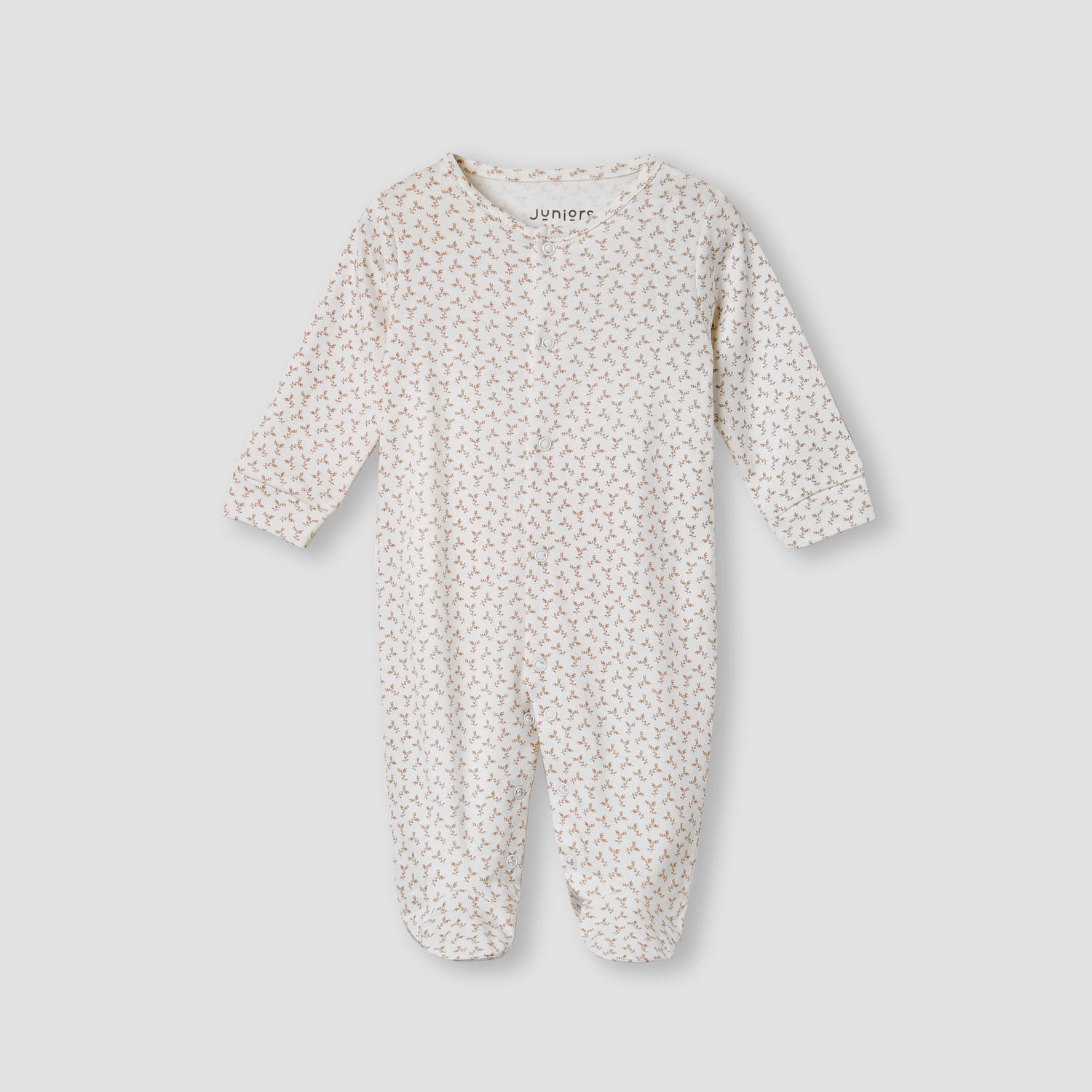 Giggles Leaf Print Sleepsuit with Long Sleeves - Cream / 12-18 mths