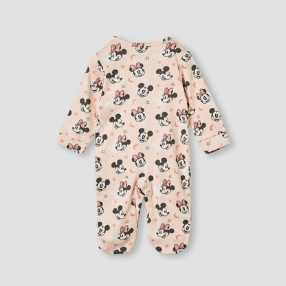 Juniors Minnie Mouse Print Sleepsuit with Long Sleeves