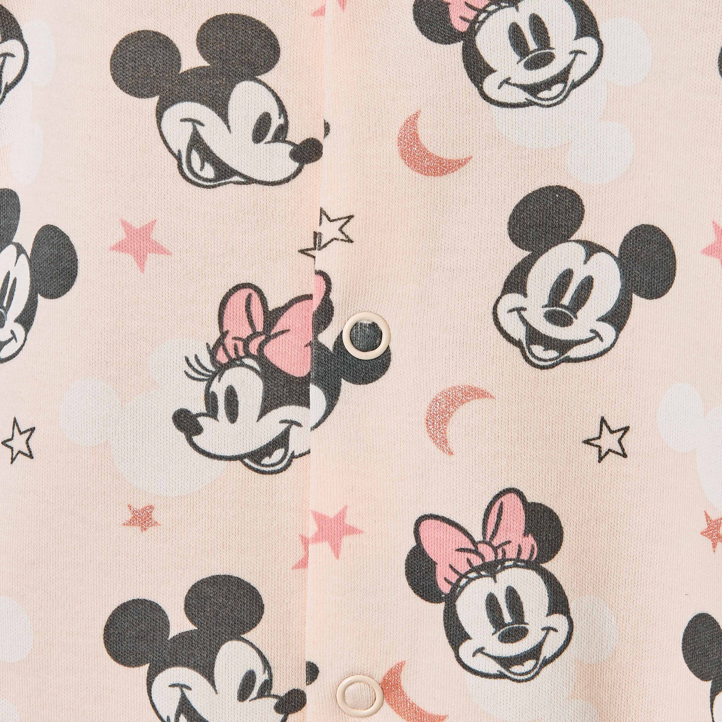 Juniors Minnie Mouse Print Sleepsuit with Long Sleeves