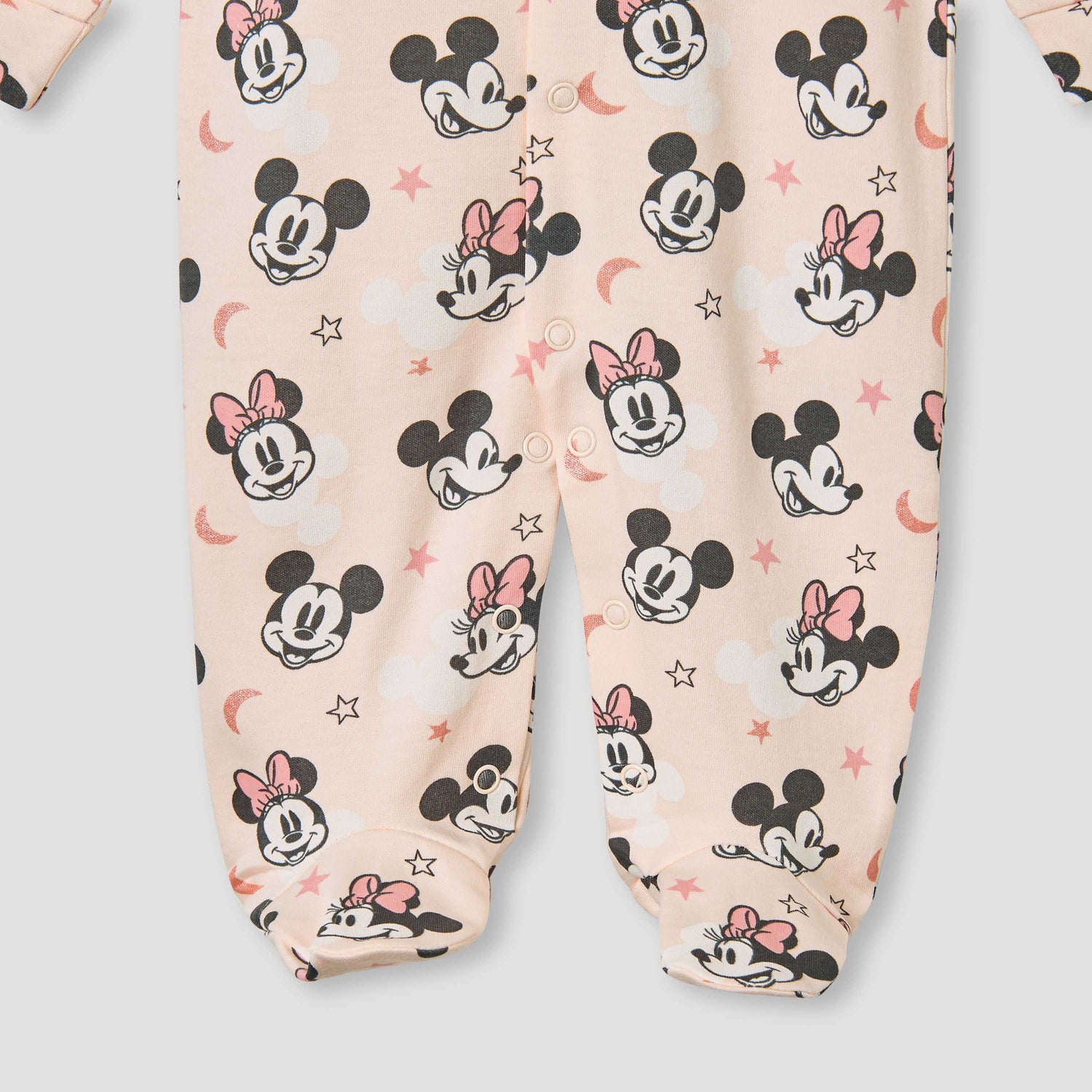 Juniors Minnie Mouse Print Sleepsuit with Long Sleeves