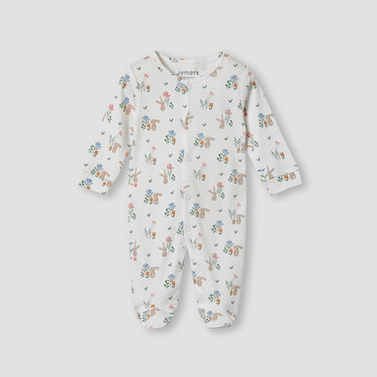 Juniors Bunny Print Sleepsuit with Long Sleeves - White / 12-18 mths