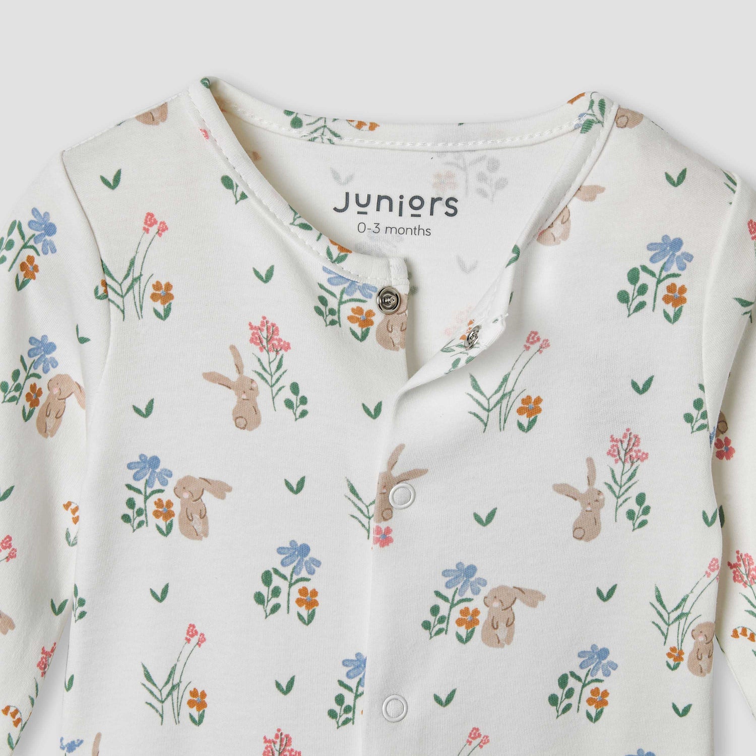 Juniors Bunny Print Sleepsuit with Long Sleeves