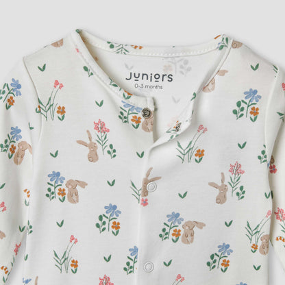 Juniors Bunny Print Sleepsuit with Long Sleeves