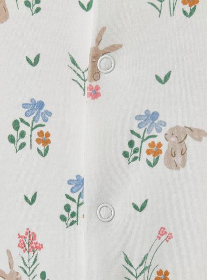 Juniors Bunny Print Sleepsuit with Long Sleeves-baby-girls-clothing-nightwear-sleepsuits-image-4