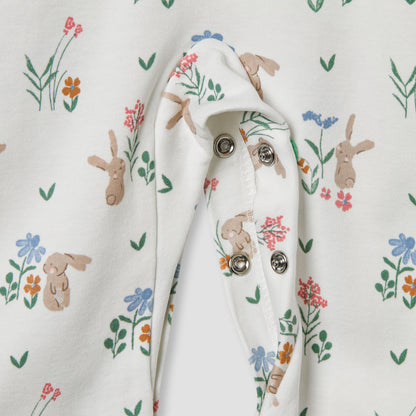 Juniors Bunny Print Sleepsuit with Long Sleeves