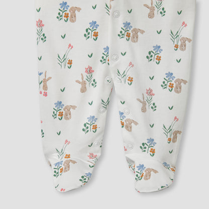 Juniors Bunny Print Sleepsuit with Long Sleeves