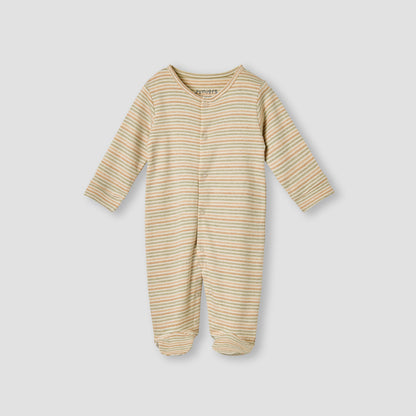 Juniors Striped Closed Feet Sleepsuit with Long Sleeves - Brown / 12-18 mths