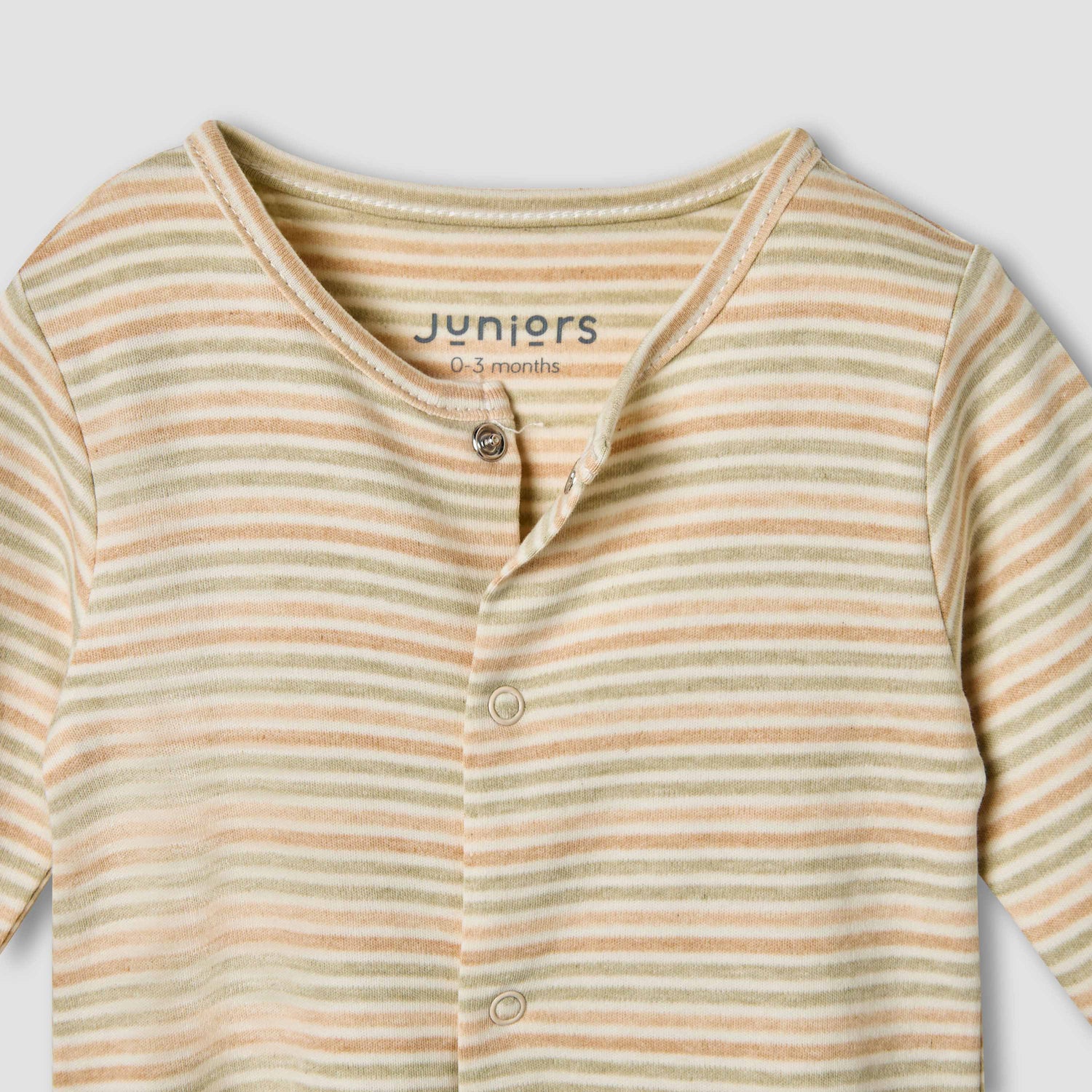 Juniors Striped Closed Feet Sleepsuit with Long Sleeves