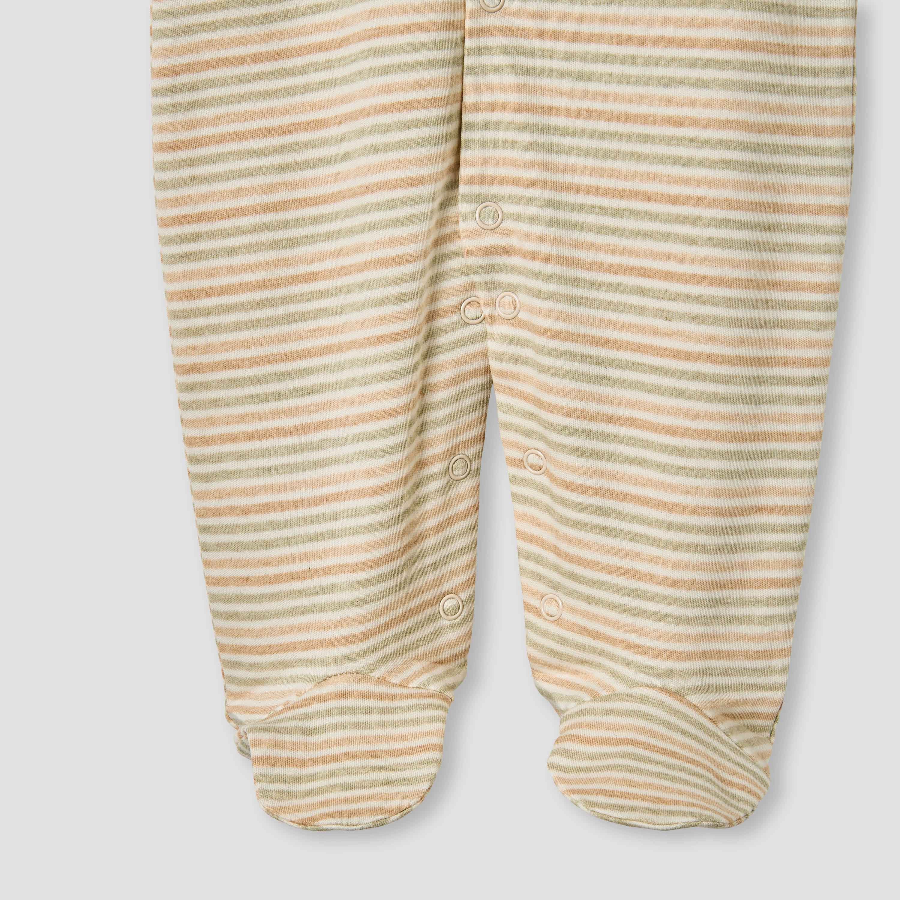 Juniors Striped Closed Feet Sleepsuit with Long Sleeves