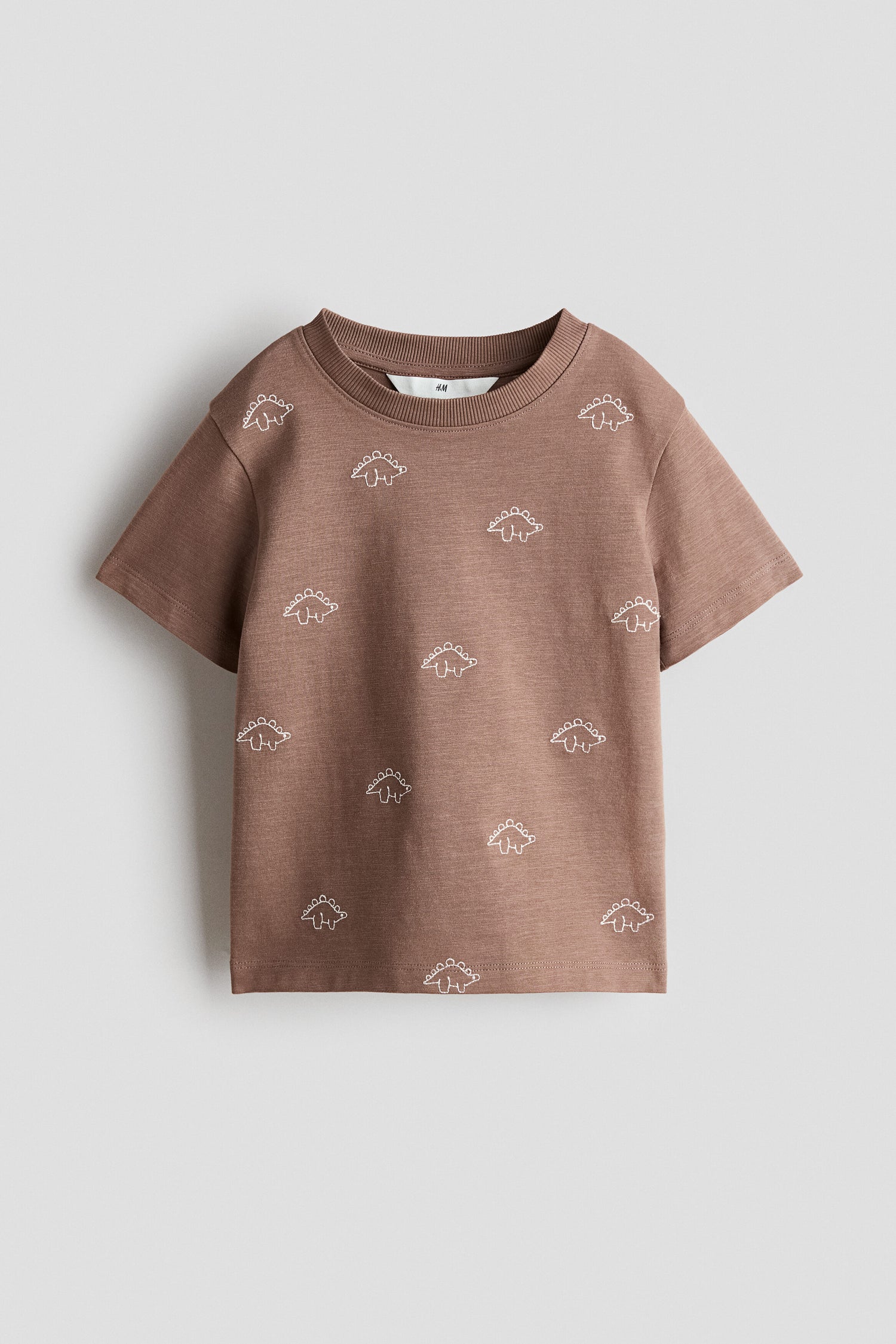 Cotton T-shirt - Brown Marl Dinosaurs / 1.5-2 Years