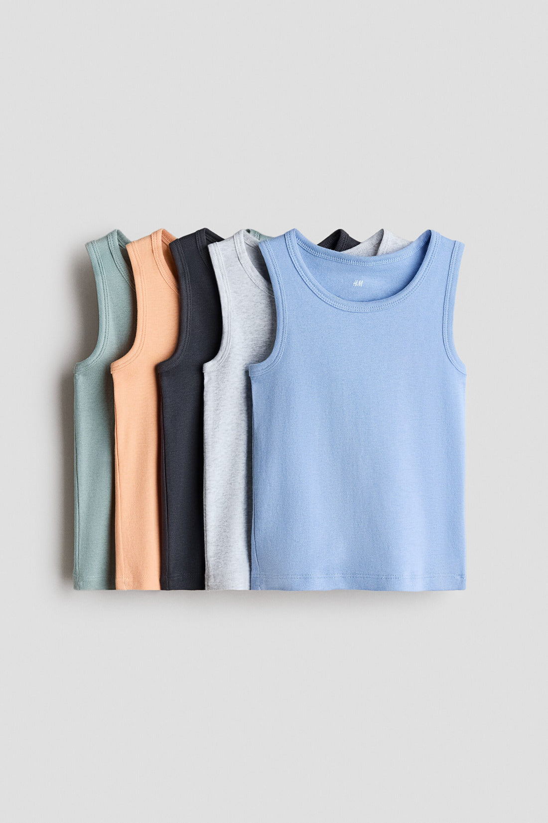 5-pack cotton vest tops - Light Blue Dark Grey / 4-6 Years