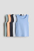 5-pack cotton vest tops - Light Blue Dark Grey / 4-6 Years