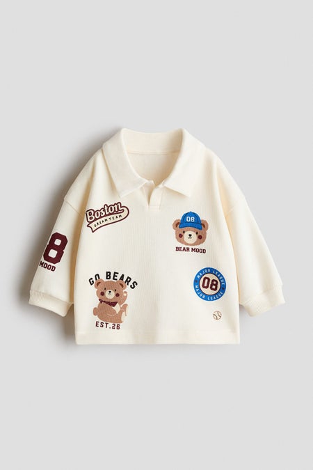 Print-motif rugby shirt