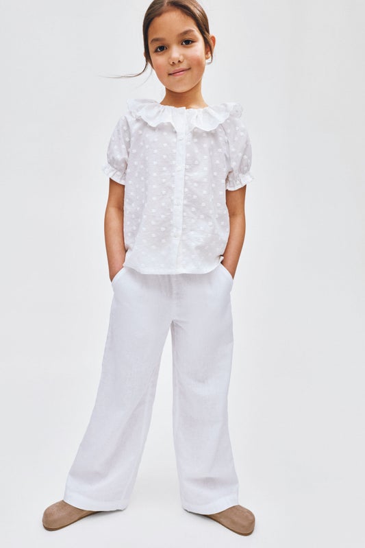 Linen-blend drawstring trousers