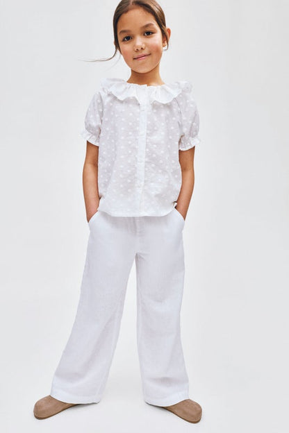 Linen-blend drawstring trousers