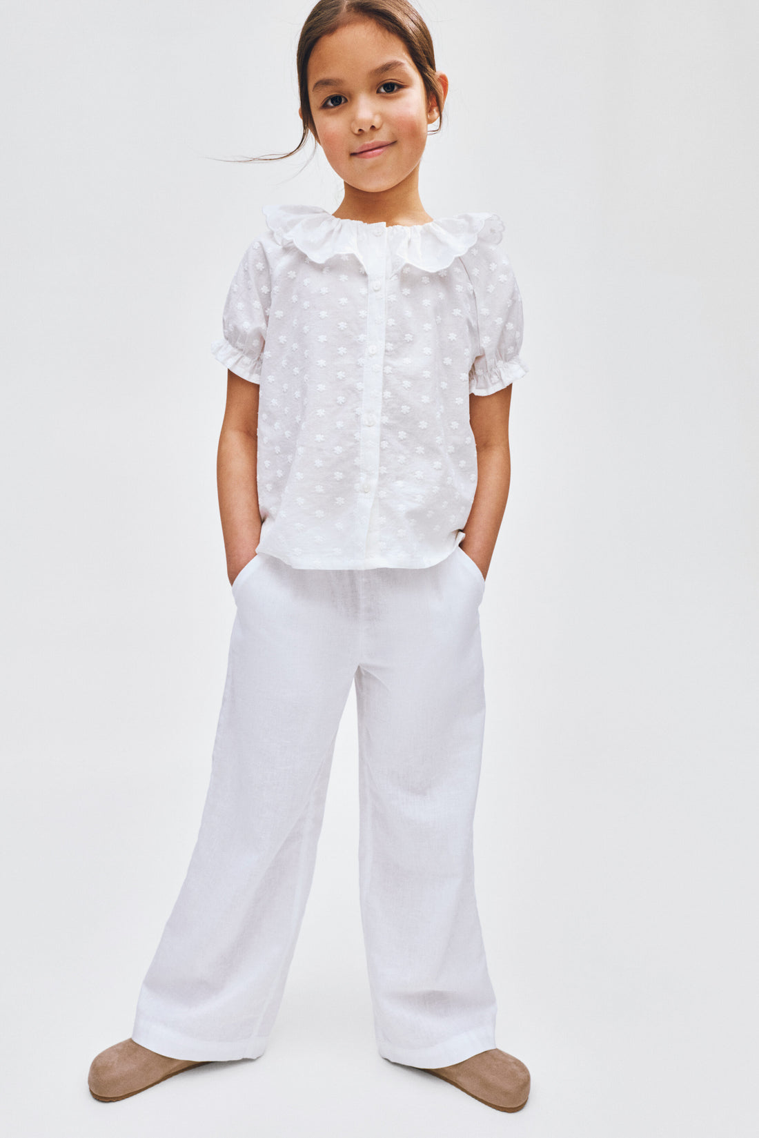 Linen-blend drawstring trousers
