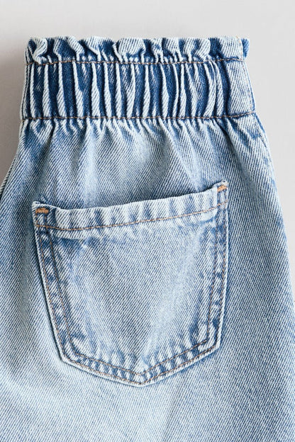 Embroidered denim shorts