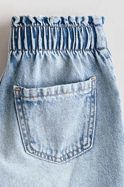 Embroidered denim shorts