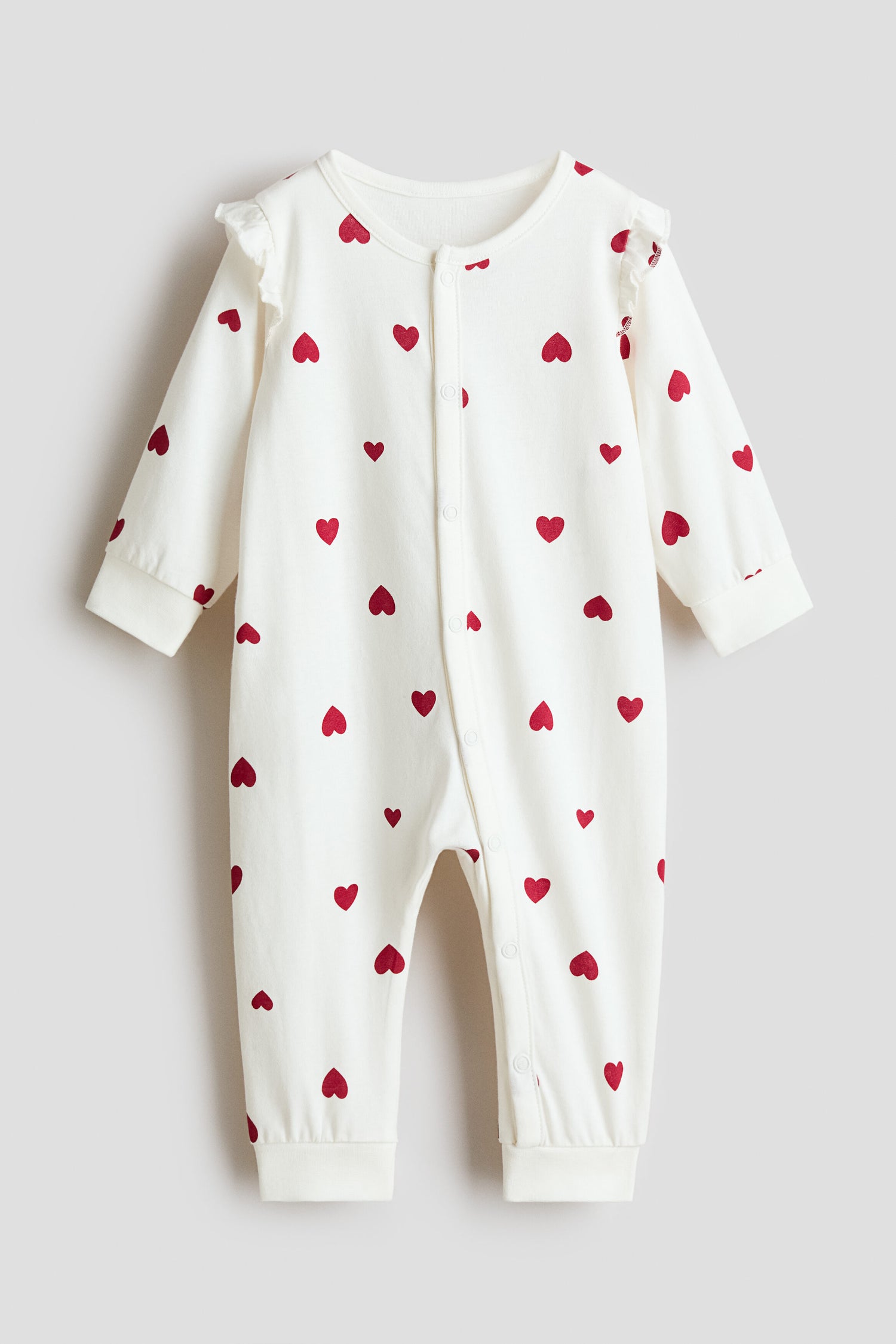 Patterned sleepsuit - White Hearts 2 / 12-18 Months