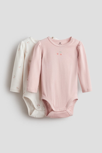 2-pack long-sleeved bodysuits - Light Pink Cherries 0 / 12-18 Months