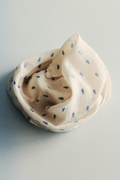 Muslin baby blanket - Light Beige Fish