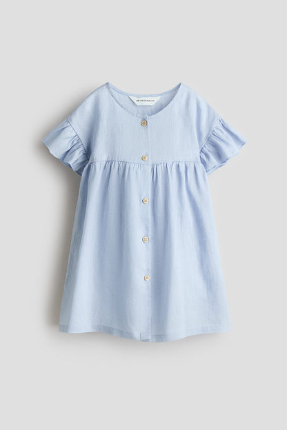 Linen dress - Light Blue 0 / 3-4 Years
