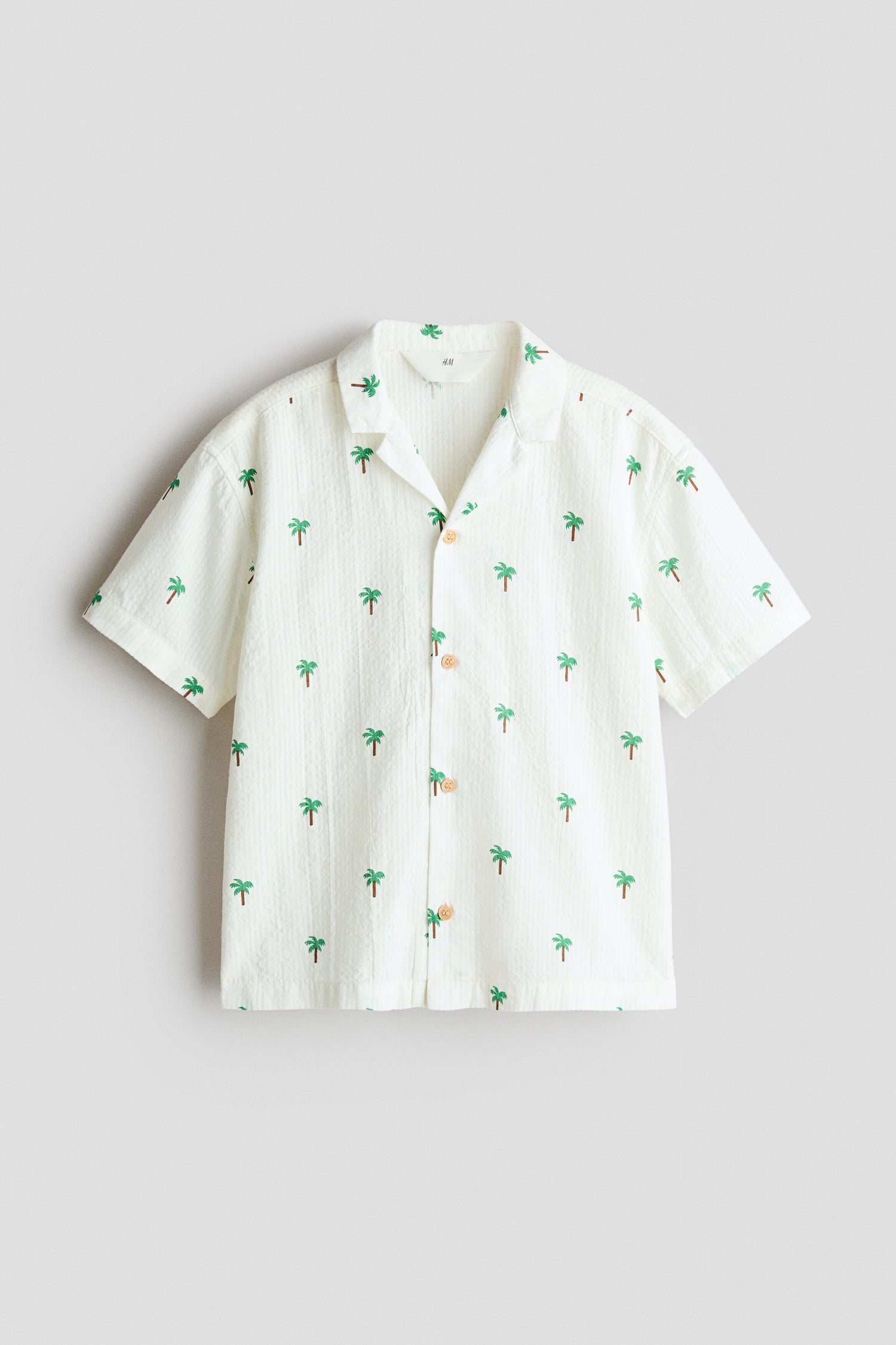Seersucker resort shirt - White Palm Trees / 1.5-2 Years