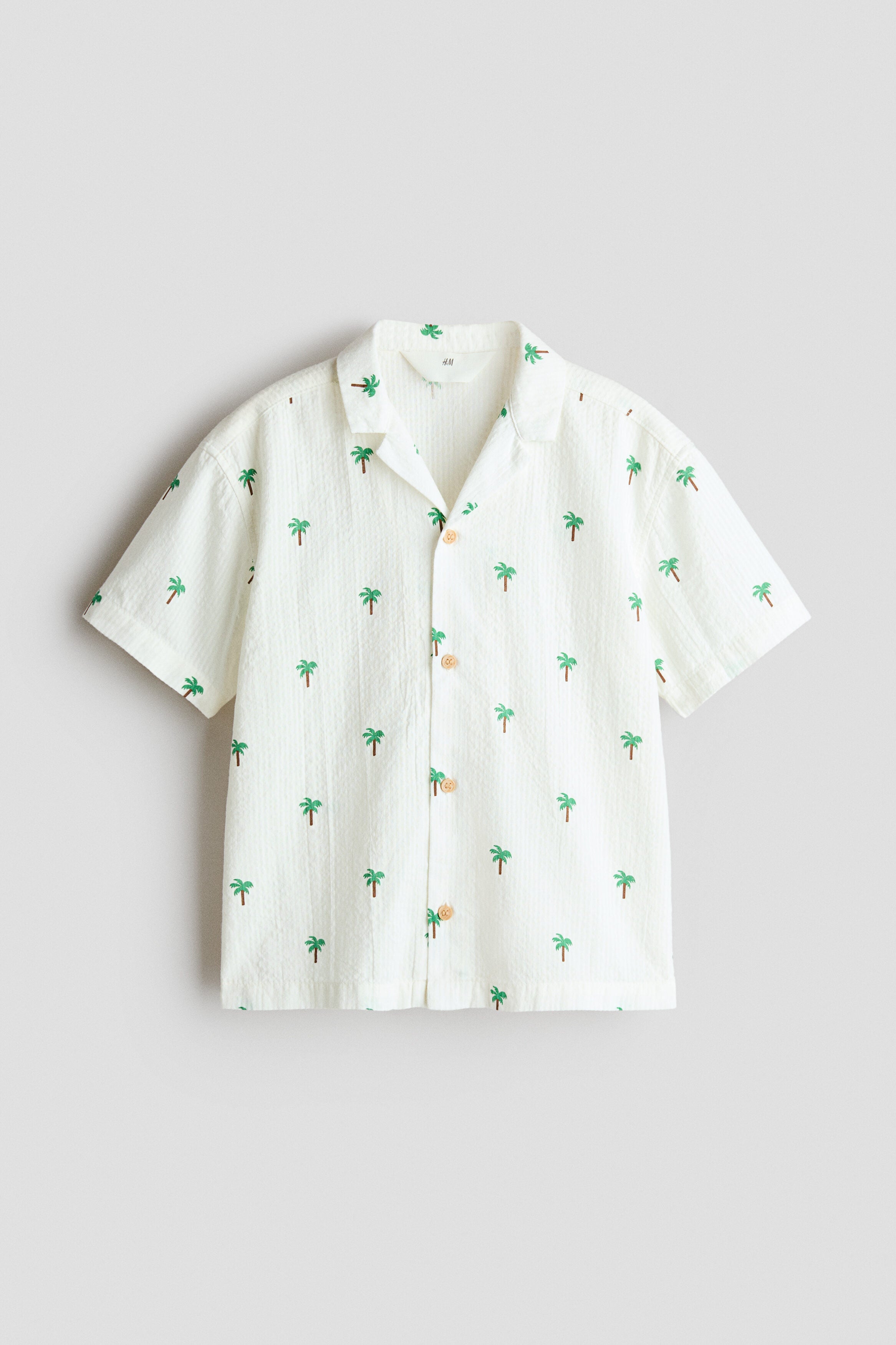 Seersucker resort shirt - White Palm Trees / 1.5-2 Years