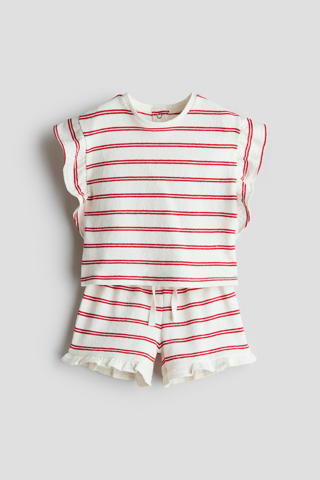 2-piece patterned cotton set - White Red Striped / 1.5-2 Years