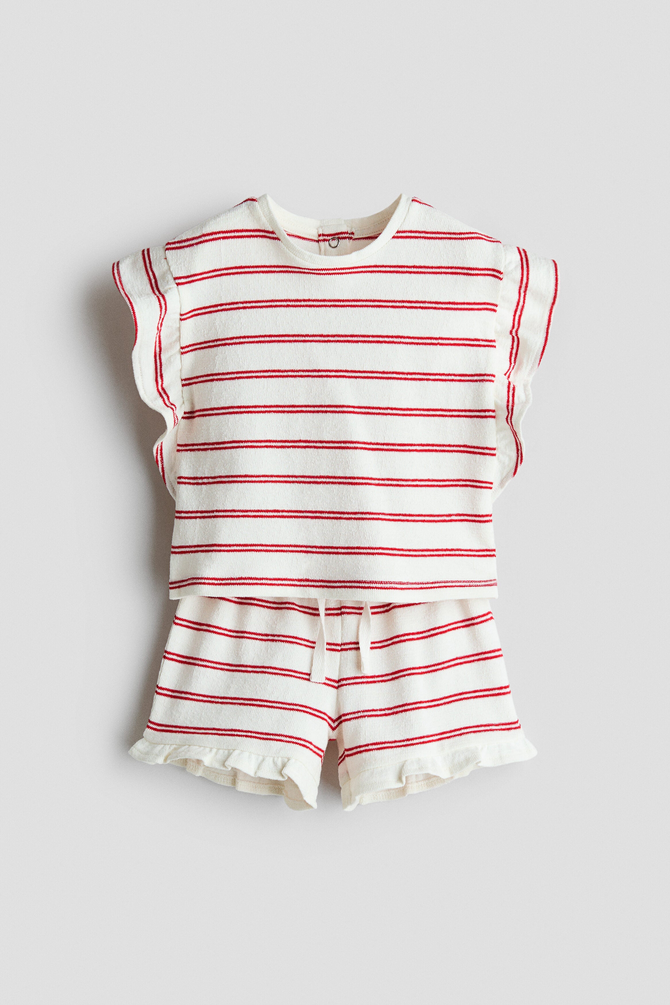 2-piece patterned cotton set - White Red Striped / 1.5-2 Years