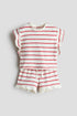 2-piece patterned cotton set - White Red Striped / 1.5-2 Years