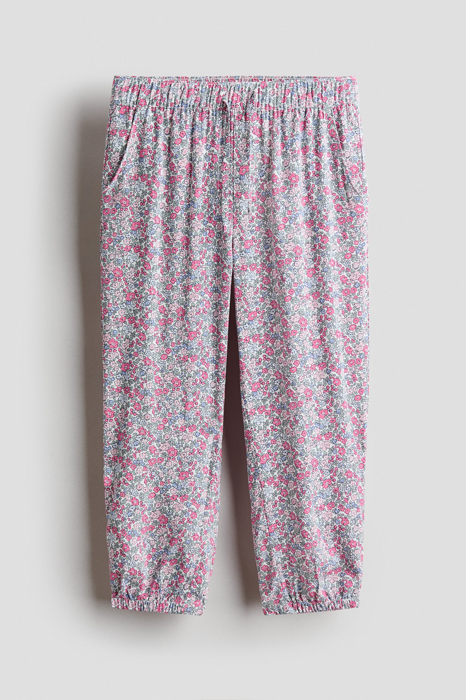 Woven joggers - White Pink Floral / 1.5-2 Years