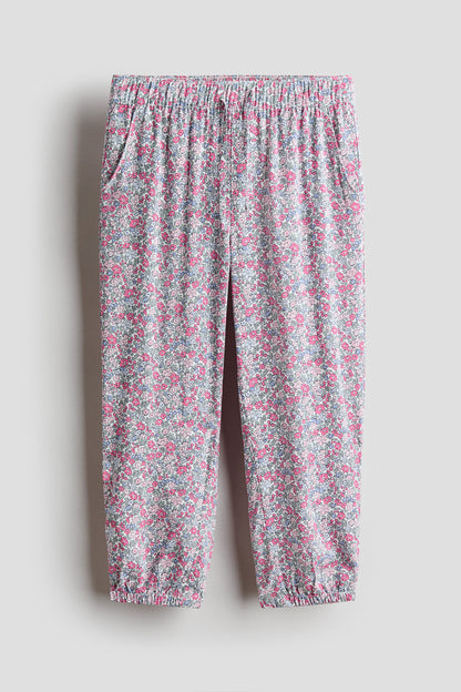 Woven joggers - White Pink Floral / 1.5-2 Years