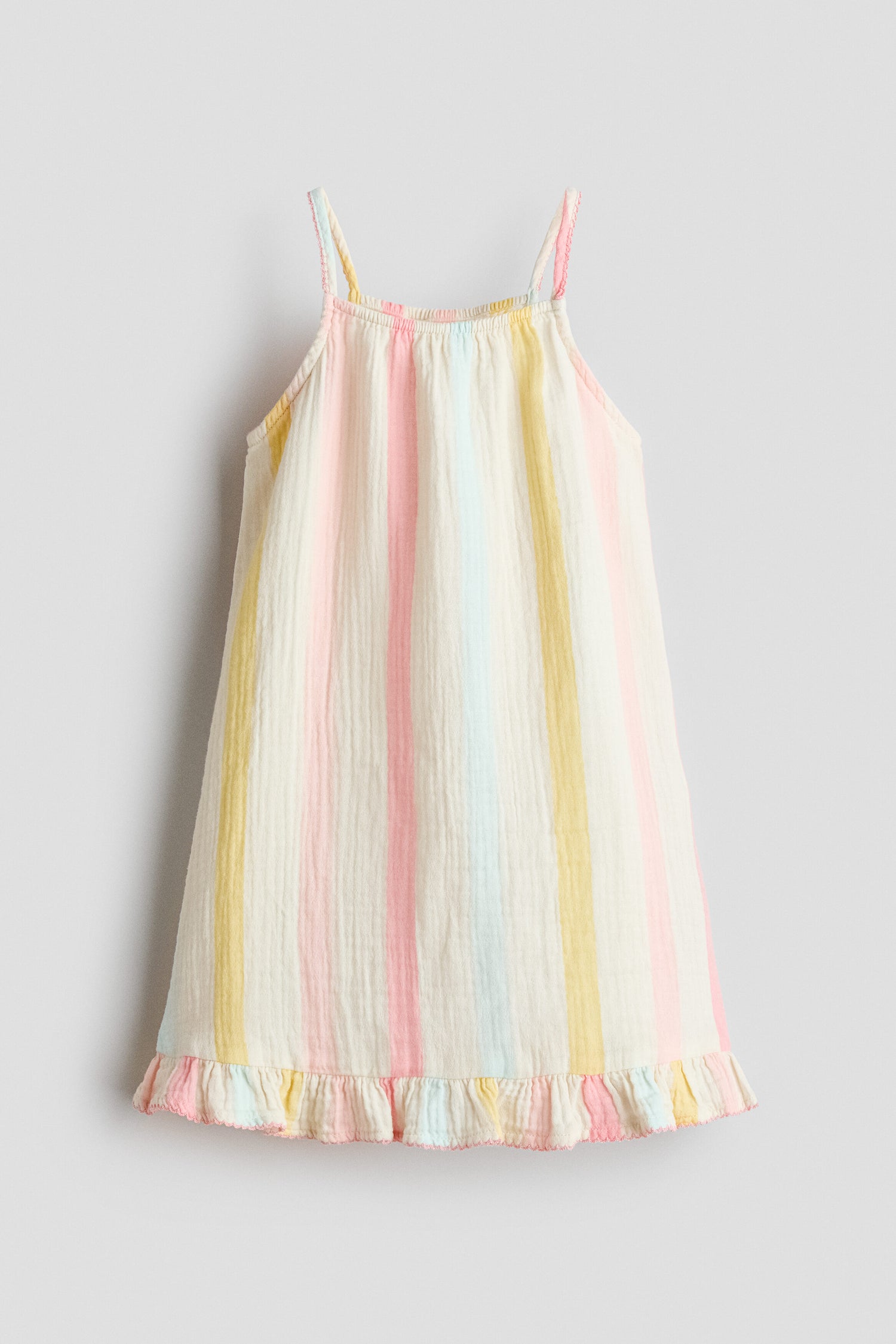 Flounced strappy dress - Cream Striped / 9-10 Years