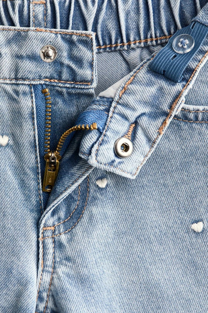 Motif-detail wide leg jeans