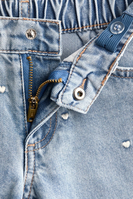 Motif-detail wide leg jeans