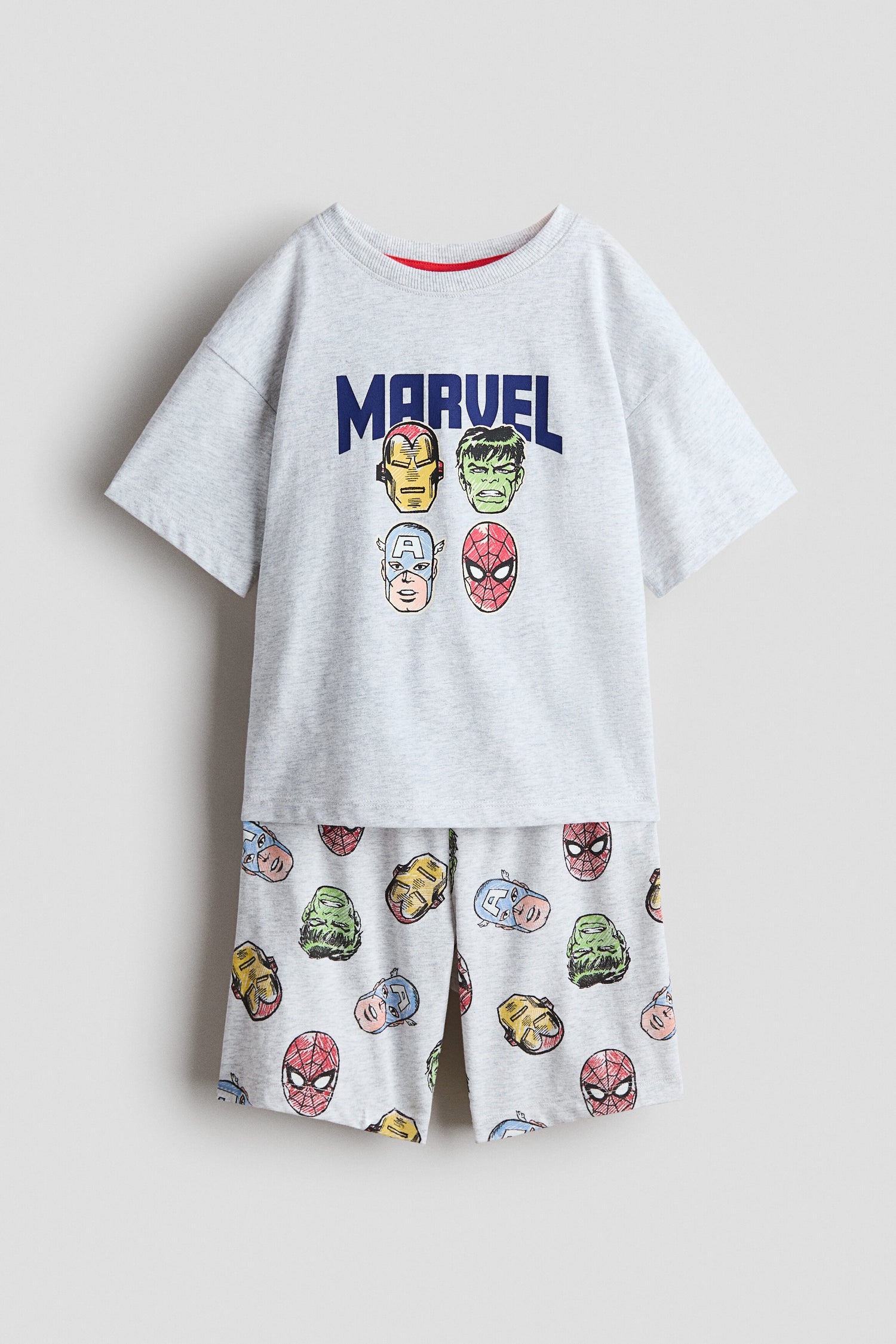 Printed cotton pyjamas - Light Grey Marl Marvel Comics / 8-10 Years