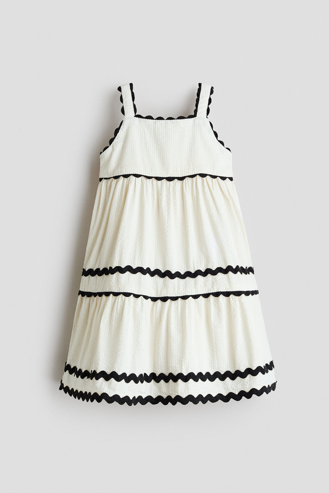 Flared seersucker dress - White / 9-10 Years