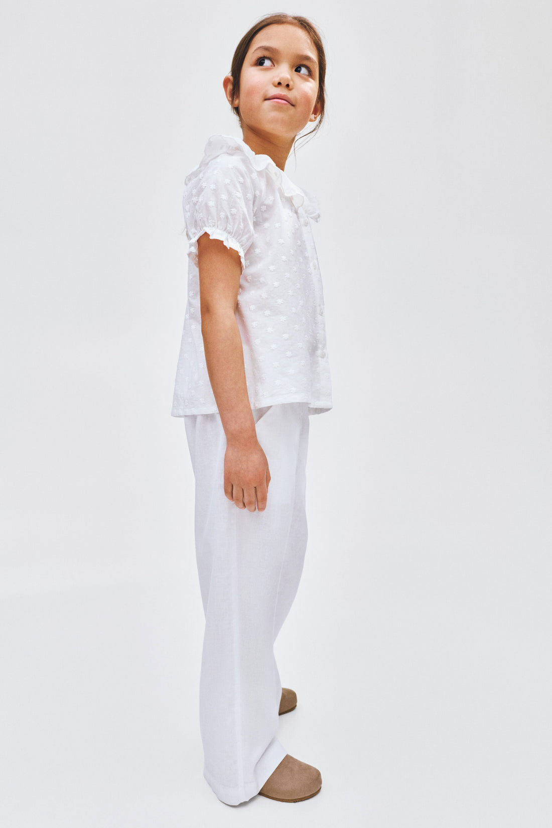 Linen-blend drawstring trousers - White 2 / 1.5-2 Years
