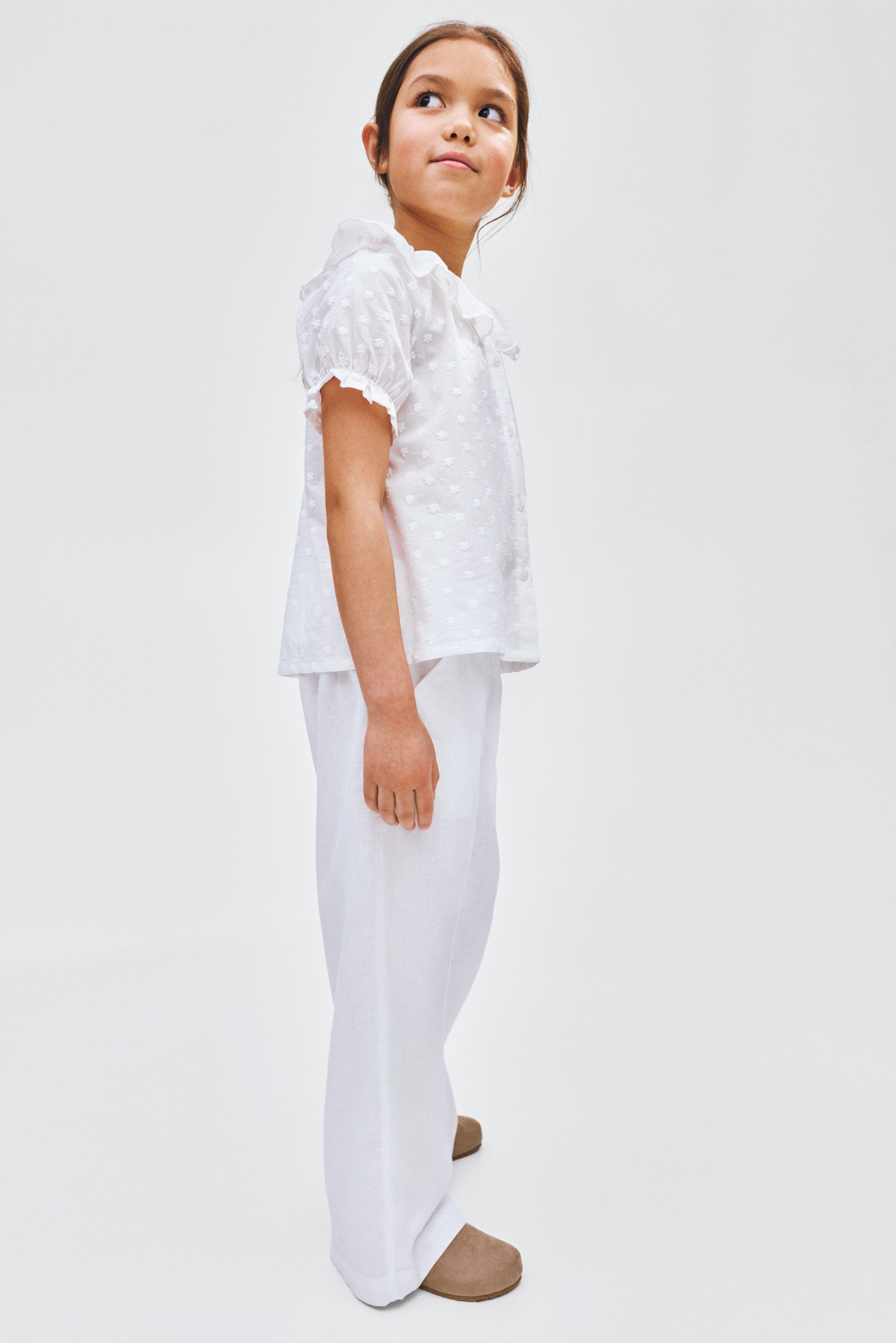 Linen-blend drawstring trousers - White 2 / 1.5-2 Years