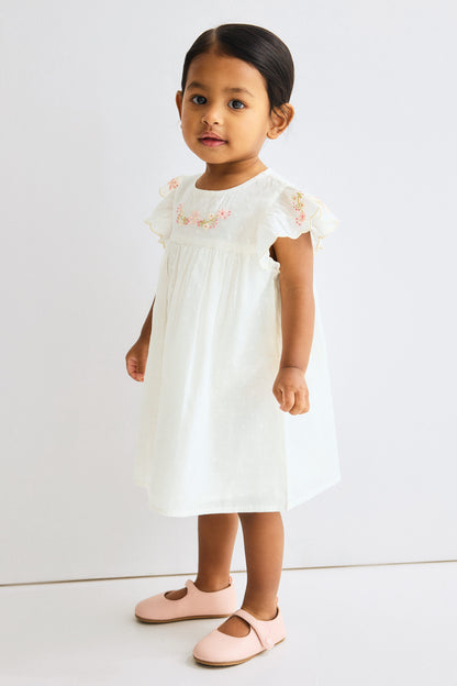 Embroidery-detail cotton dress