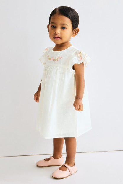 Embroidery-detail cotton dress