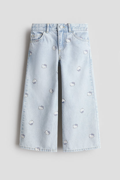 Printed Wide Leg Jeans