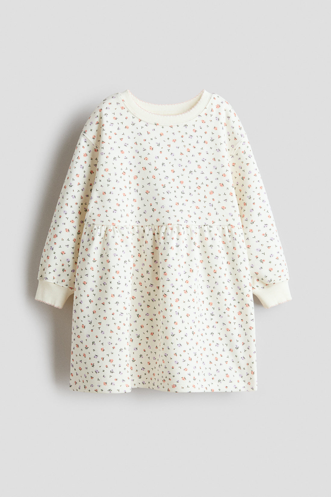 Patterned sweatshirt dress - White Floral / 1.5-2 Years
